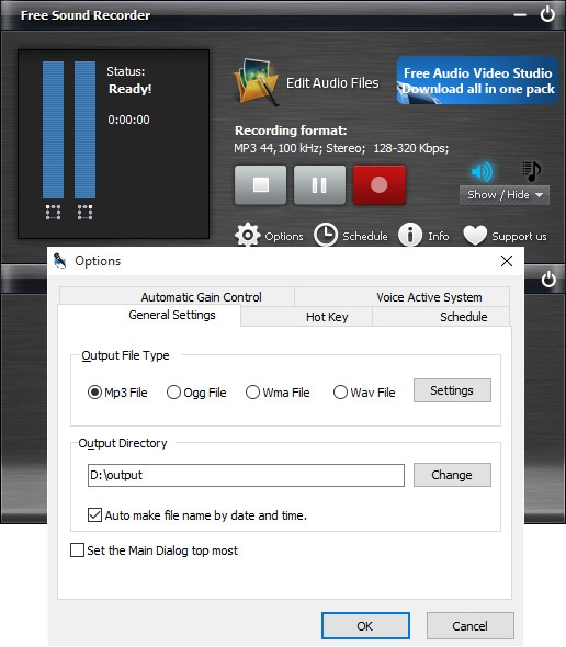 Select the Recording Settings