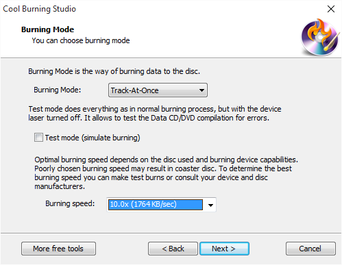 Select Burning Mode & Burning Speed