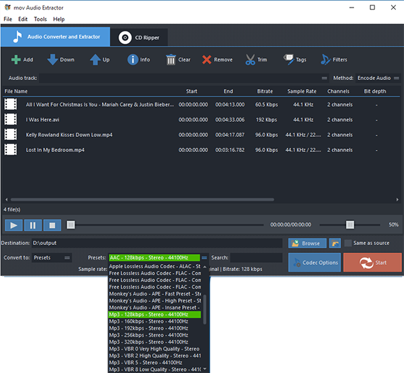 Choose Quality Presets & Codec