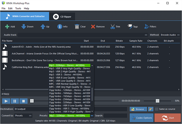 Choose Quality Presets & Codec